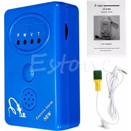2017 Blue Bedwetting Enuresis Adult Baby Urine Bed Wetting Alarm +Sensor With Clamp APR14_30