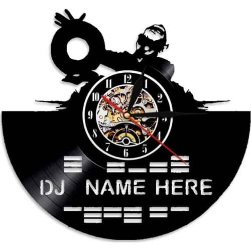 Modern Design Music Wall Art Custom DJ Name Rock N Roll 3D Wall Clock DJ Mixer Vinyl Record Wall Clock Handmade Best Gift For DJ