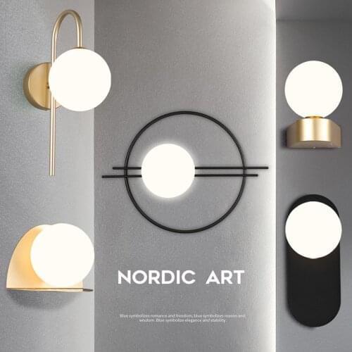 Glass Ball LED Wall Lamp Sconce for Bedside Bedroom with G9 Bulb Indoor 5W Wall Lighting Fixtures Cozy Decor for Home AC110-220V