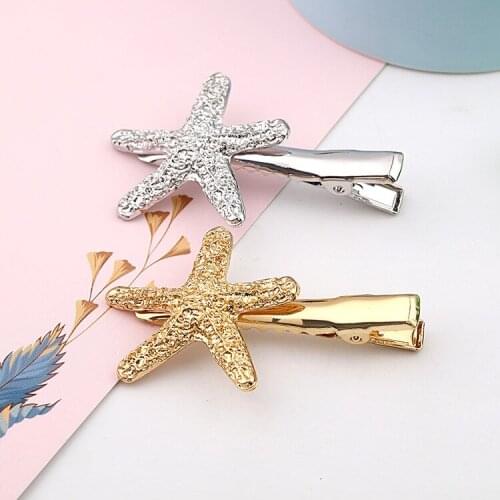 LEADERBEADS 2019 Trendy Womens Starfish Metal Hairpins Statement Hawaii Summer Party Hairsticks For Girls Cute Gift Jewelry