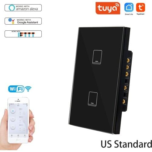 Wi-Fi Smart Touch Sensor Switch 1/2/3 Gang US Glass Panel APP/Voice/Touch Control Works with Alexa Google Home