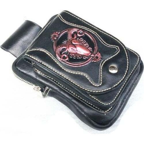 Universal Really leather Side Bag Tool Luggage Saddlebag Motorcycle Cafe Racer Storage Chopper