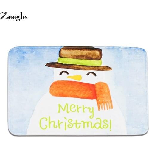 Zeegle Door Mat Christmas Patterns New Year Gift Door Mat Flannel Fleece Fabric Floor Mat Carpet Decoration Living Room