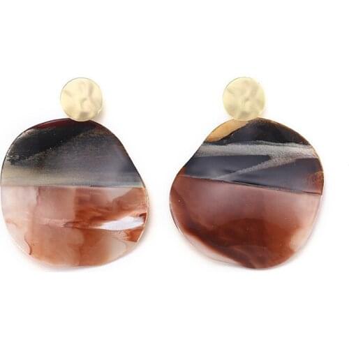 HC New Steampunk Geometric Marble Effect Acrylic Earrings Women Fashion Fiphop Big 8.3cm Earring Ethnic Hoho Statement Jewelry T