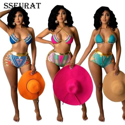 SSEURAT Women Bikinis Set Hight Waist Female Beach Two Piece Set Summer Beachwear New Fashion