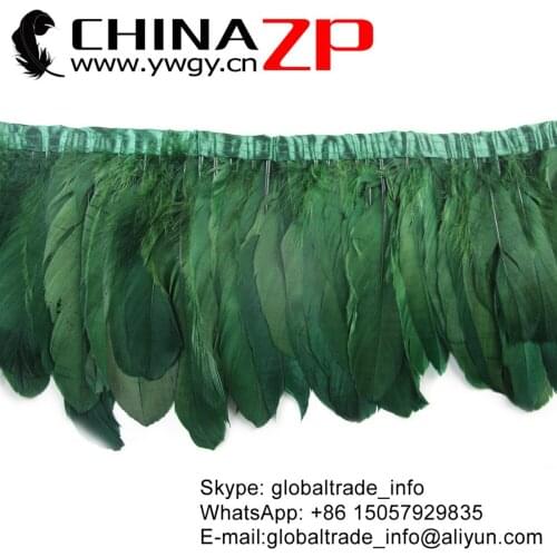 Gold Supplier CHINAZP Factory Fantastic DIY Decoration Dyed Kelly Green Goose Nagoire Satinettes Feather Trim Fringe