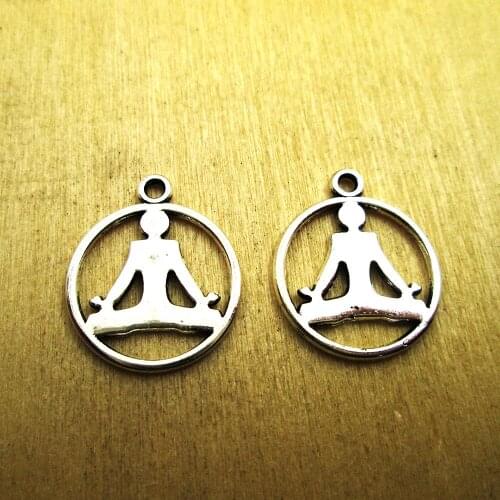 12 PCS,24*20mm OM Symbol OHM, Meditation Symbol, Yoga Pendant, Meditation DIY necklace/ bracelets charms antique silver tone