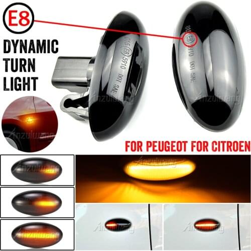 2pcs Dynamic Led Turn Signal Side Marker Light For Peugeot 307 206 207 407 107 607 Sequential Blinker Light For Citroen C1 C2 C3