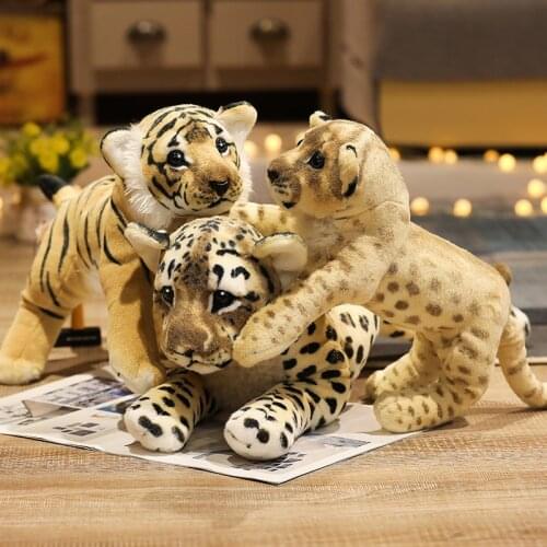 3D simulation plush toy doll cute lying tiger lion short plush toy leopard boy gift Grab machine doll soft Pillow Soothing doll
