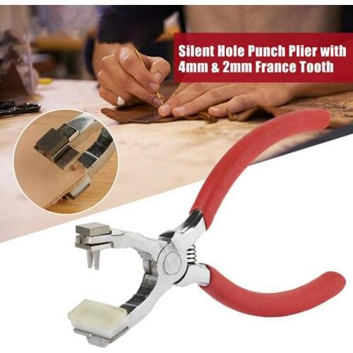 4mm Silent Hole Punches Leather Craft Stitching Hand Pliers Rubber Pad Teeth Parts Hand Steel Pliers Repair Leather Tools