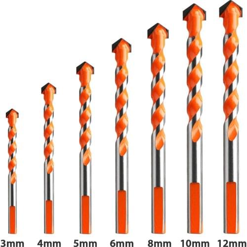 5/7Pcs Drill Bits Wood Metal Drill Bit Glass Tile Ceramic Concrete Hole Opener Triangle Drilling Bit Kit 3/4/5/6/8/10/12mm