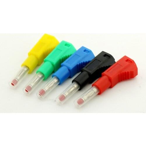 5pcs Copper 4mm Banana Male Plug Stackable High Quality Full Insulated Adapter 5 Colors Red/Black/Green/Blue/Yellow