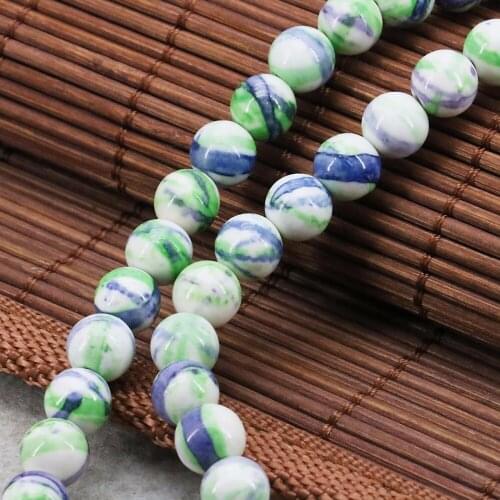 8mm Multicolor Semi-precious Riverstones Rain Flower Rainbow Stone Round Beads DIY Loose Craft Women Jewelry making Accessories