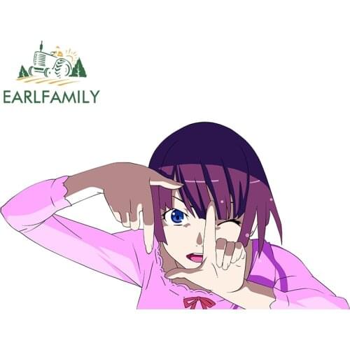 EARLFAMILY 13cm x 7cm for Bakemonogatari Hitagi Car Stickers Scratch-proof Personality Decal Graphics Laptop Window Decoration