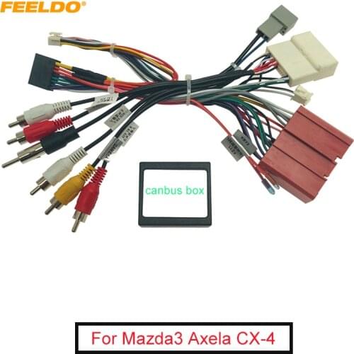 FEELDO Car 16pin Stereo Radio Power Cable Adapter With Canbus Box Wiring Harness For Mazda 3 2015