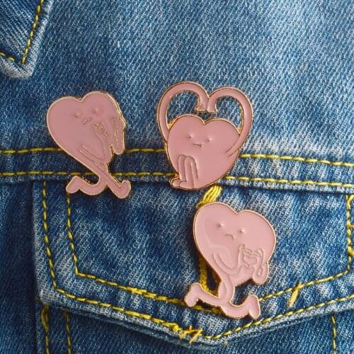 Valentines Day Anniversaries Girlfriend Gift Pink Cute Korea Brooch Give you my heart Enamel Alloy Lapel Pin For Confession