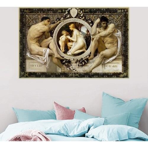 Citon Gustav Klimt《Idylle,1884》Canvas Art Oil Painting Famous Artwork Poster Picture Wall Decor Home Interior Decoration