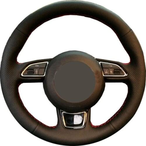 DIY Genuine Leather Car Steering Wheel Cover For Audi A3 A4 A5 A6 A7 Allroad RS 7 2014-2015 S6 S7 S8/ Protect Steering-wheel
