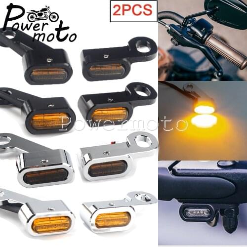 For Harley Sportster XL SuperLow Iron 48 72 883 1200 2004-21 12V E4 LED Amber Mini Handlebar Turn Signal Indicator Blinker Light