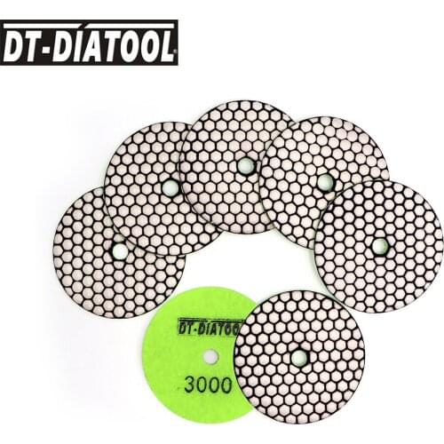 DT-DIATOOL 1set/7pcs Flexible 100mm Diamond Polishing Pads For Marble Concrete Floor Grinding Disc #1500 Dry Sanding Wheel