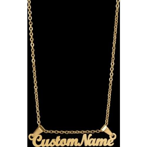 Double Pendant Name Necklaces 2 Loops style Stainless Steel Personalized Name Necklace Pendant Custom 2 Hooks Chain For Gifts