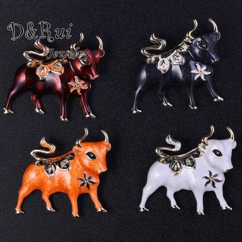 Enamel Cow Brooch Decorative Pin Badges Jewelry for Women Men Zodiac Animal Cattle Bull Brooches Pins 2021 Kids Clothes Gifts
