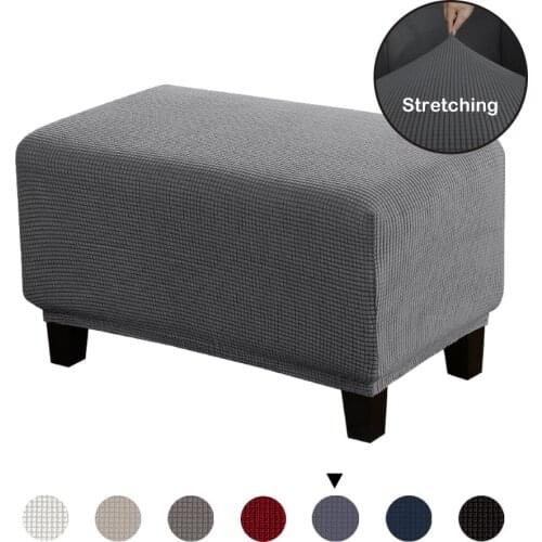 Fleece Elastic Ottoman Slipcover Rectangle Footstool Cover Stretching Chair Sofa Foot Rest Stool Cover Footrest Case Protector