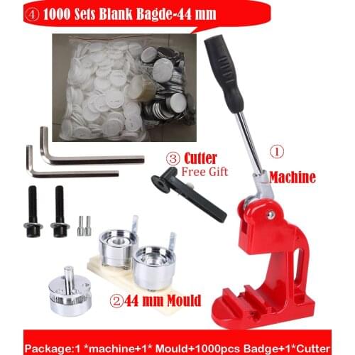 44mm Button Badge Mould with 1000sets 44mm Pin Button Badge Parts Raw Material +Button Badge Maker Business Sets