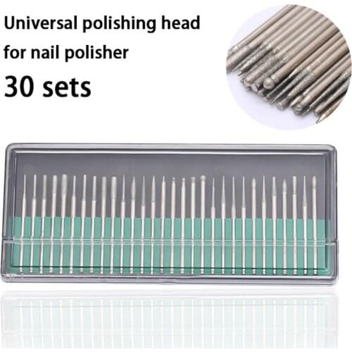 Nail Drill Bits 30PCS Cuticle Cutter Nail File Manicure Drill Bit Set Nail Accessories Stainless Steel Nail Drill Bit Sander