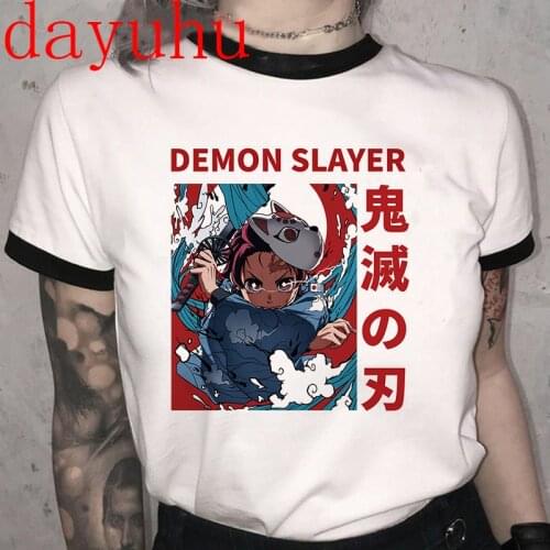 Manga Japanese Anime Demon Slayer Kimetsu No Yaiba T Shirt Women Kawaii Demon Slayer Tshirt Tanjirou Kamado Tees Female T-shirt