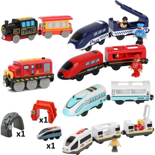 RC Electric Train Toys Connected With Wooden Railway Tracks Locomotive Magnetic Train Toy Car Fit For Brand Wood Tracks