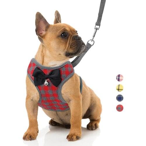 Small Dog Harness and Leash Set Pet Cat Vest Harness With Bowknot Mesh Padded For Small Puppy Dogs Chihuahua Yorkies Pug
