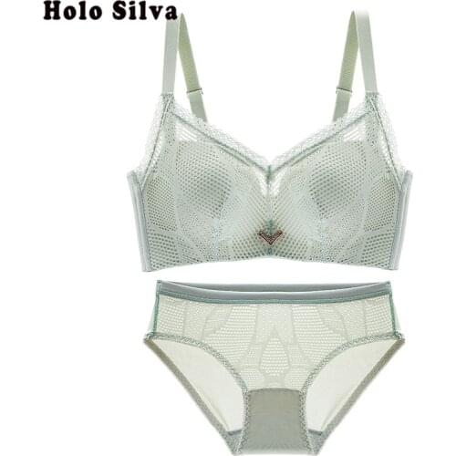 Comfortable Push Up Women Sleep Underwear Sexy Hollow Out Sexy Ladies Bra Sets Seamless Lace Thin Lingerie Sets Women Intimates