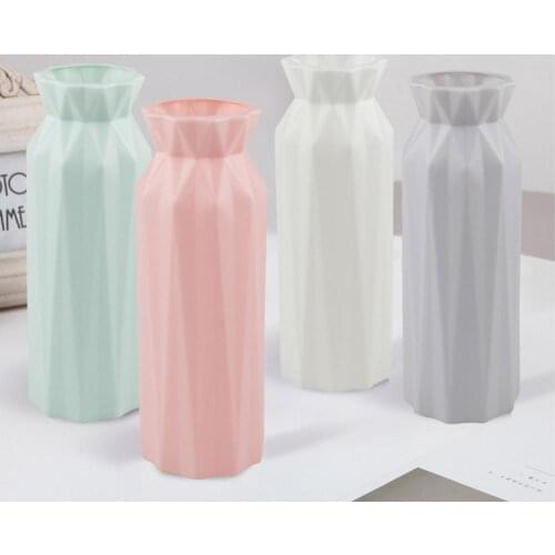 Nordic Style Round Vase Plastic Simple Imitation Ceramic Shatterproof Flower Pot Ornaments For Home Decor Wedding Decoration New