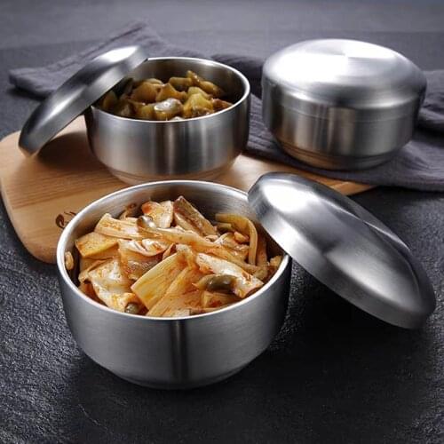 304 Stainless Steel Bowl Korean Pickle Bowl Rice Salad Soup Bowl for Children Korean Cuisine Bowls Anti-Scalding Dinnerware