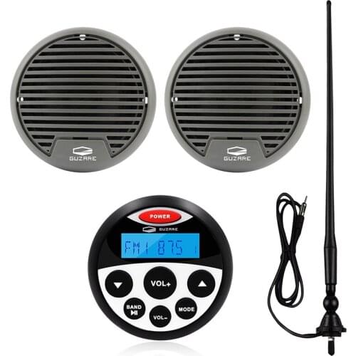 Marine Bluetooth Stereo Audio System Radio Receiver MP3 Player+3inch Waterproof Speaker+Boat FM Antenna For RV ATV Motorcycle