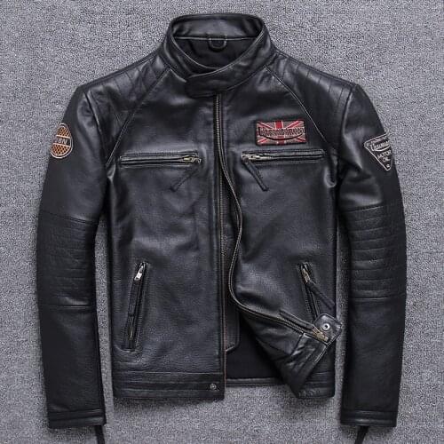 Male head layer cowhide short fund self-cultivation vertical type lead halley locomotive genuine leather clothing real