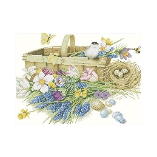 PN-0155028 spring flowers Needlework,For Embroidery,DIY 14CT Unprinted Arts Cross stitch kits Set Cross-Stitching Home Decor