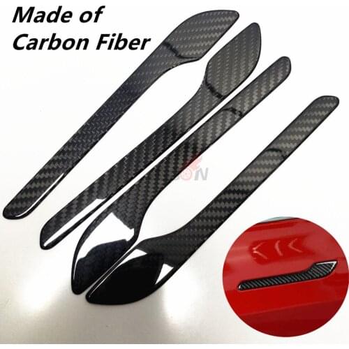 Real Carbon Fiber For Tesla Model 3 2017 2018 2019 Car Side Body Exterior Door Handle Cover Trim Fender Molding