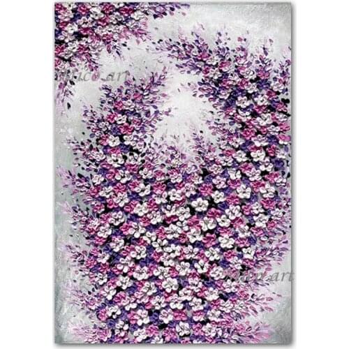 New Palette Knife 3D Thick Flower Canvas Art Oil Painting Handmade Modern Home Decoration Wall Art Pieces Unframed Painting