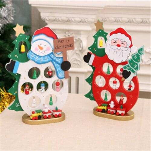 New Christmas Decorations Christmas Cartoon Wooden Santa Claus Snowman Desktop DIY Decoration
