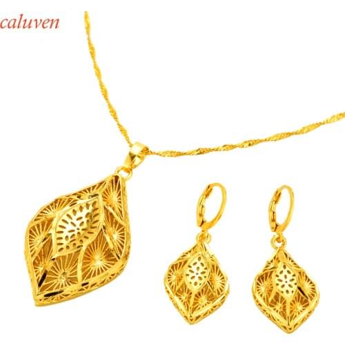 Spring New Ethiopian Eritrea Habesha Gold Cooper Jewelry Sets African Yellow Color Women Wedding Gifts