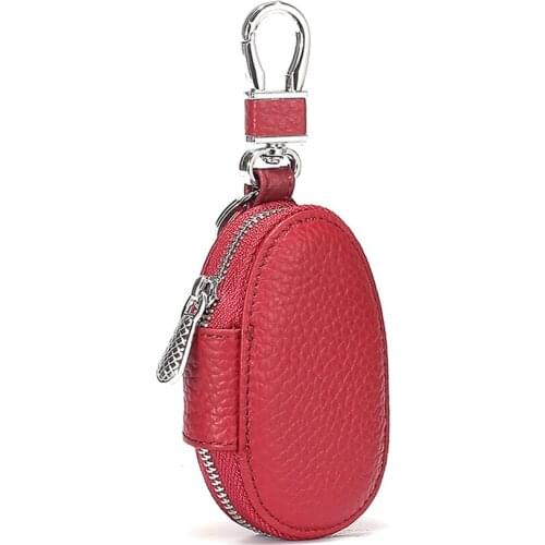 New Zipper Car Key Wallet Man and Woman Genuine Leather Keys Organizer Pouch Cowhide Keychain Holder Small Key Case