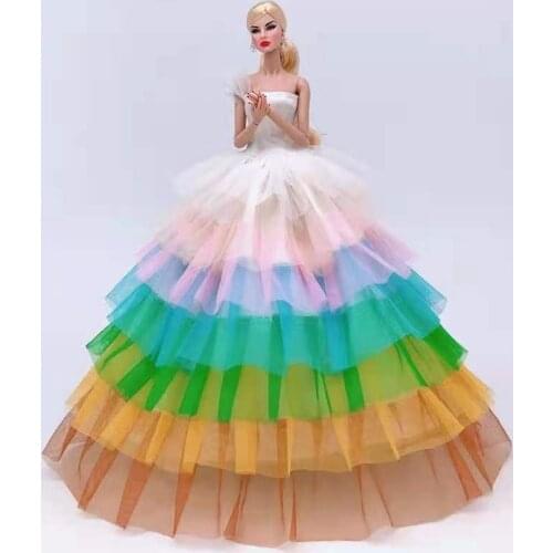 1/6 BJD Doll Clothes for Barbie Clothes Rainbow Wedding Dress Princess Gown Dressing Up Clothing 30cm Dolls Accessories Toy Gift