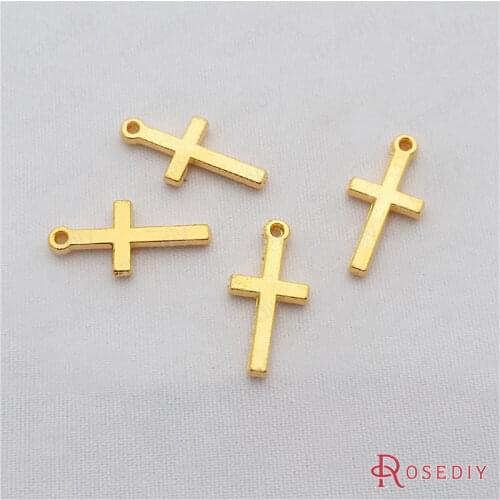 Wholesale 19*9mm Gold color Small Cross Zinc Alloy Charms Pendants Diy Jewelry Findings Accessories 50 pieces(JM7331)