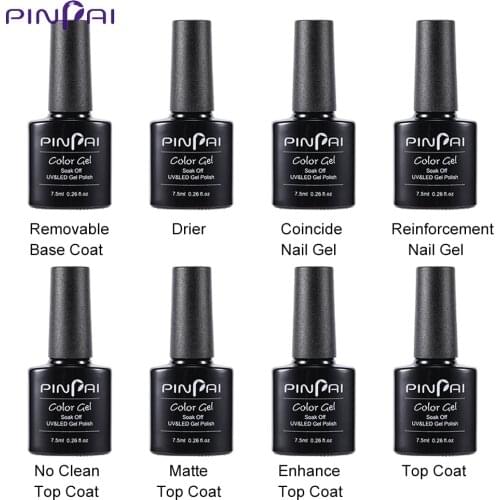 Pinpai 7.5ml Matte No Wipe Top Coat Base Coat Soak Off Gel Nail Polish Building Finger UV LED Gel Varnish Clear Nail Art Lacquer