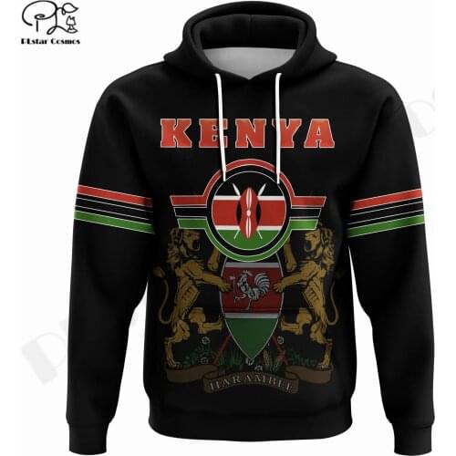 PLstar Cosmos 3DPrint Newest Afirca Kenya Flag Tribe Art Funny Unique Harajuku Streetwear Unisex Hoodie/SweatshirtZip Style-2