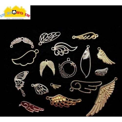 10pcs Kawaii Angels Charms for DIY Craft Jewelry Making Metal Stuff Cute Mini Flying Wings Open Bezel Pendant Accessories