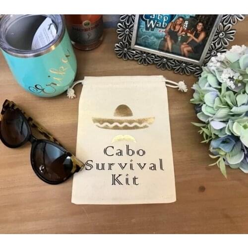 Custom Bachelorette Weekend Mexico Wedding Cabo San Lucas Hangover survival Kits Jewelry muslim gift goody bags candy pouches