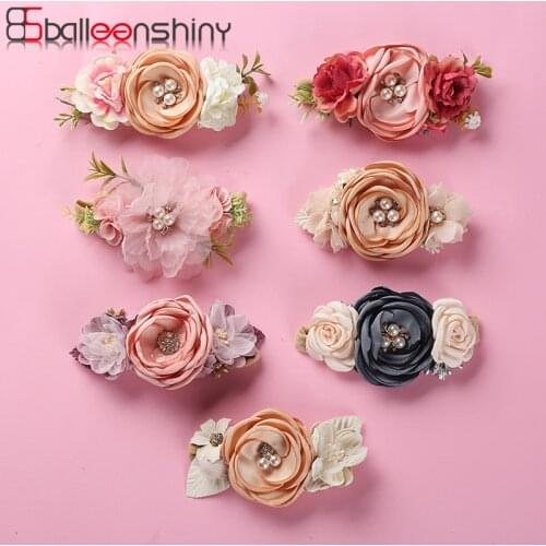 Balleenshiny Simulation Flower Pearl Headband for Baby Girl Hair Accessories Childrens Nylon Soft Elastic Hairband Kids Turban